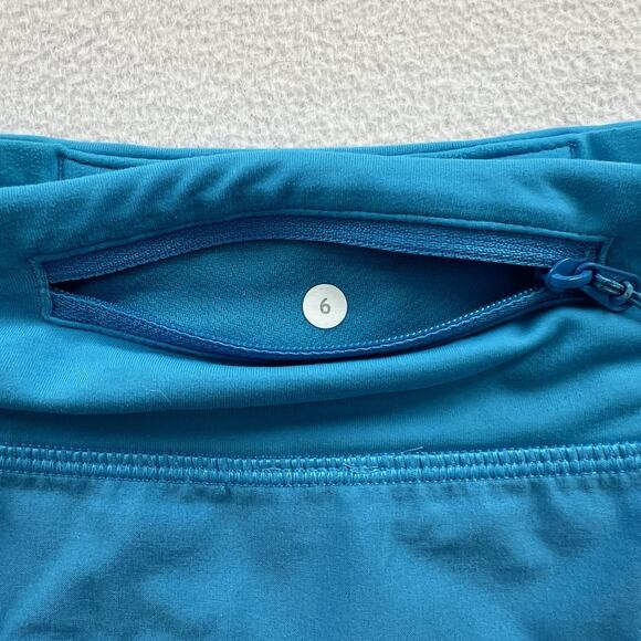Lululemon Women Solid Bright Kayak Blue 4-way Mid Rise 2.5" Run Speed Short 6 - Picture 6 of 8